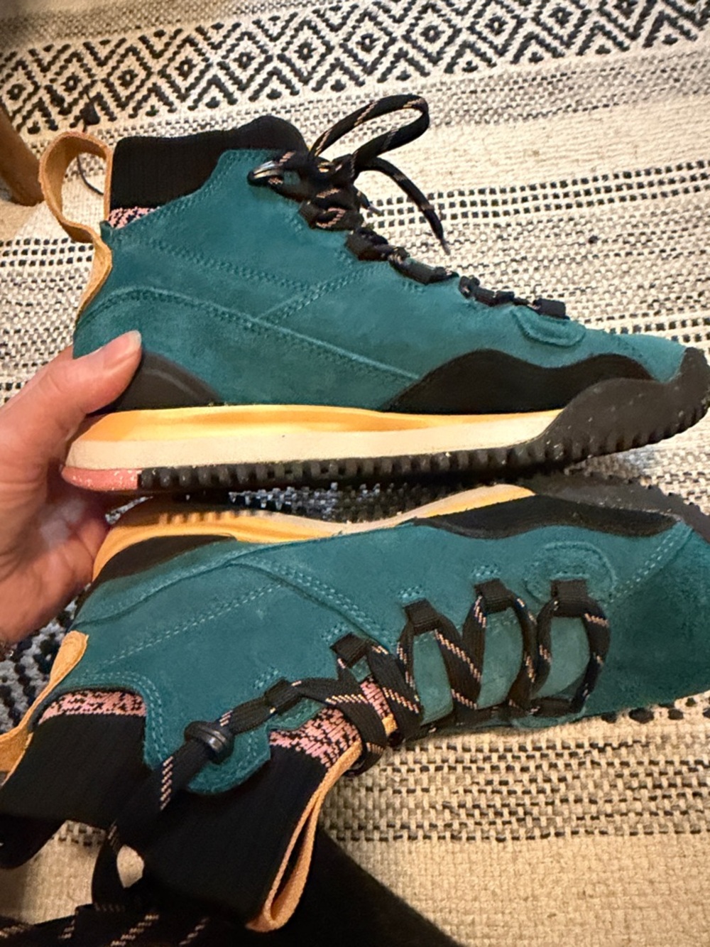 The North Face Teal Suede Lace-Up Boots with Yellow Accents - Picture 7 of 8